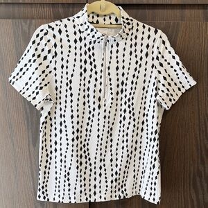 Chico’s Black and White Weekend Shirt, Zip Collar, Stretch, Like New